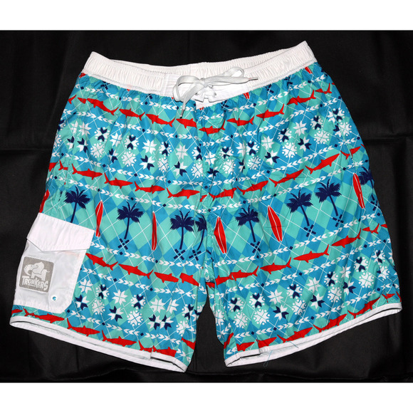 Trunkers Limited Edition Trunker Shark Holiday Men's Swim Trunks Size Large - Picture 1 of 6